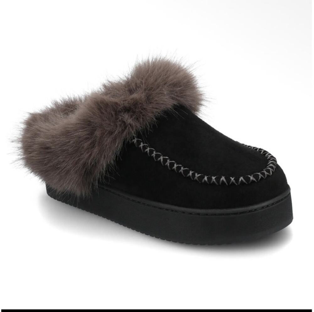 Journee Womens Taran Sherpa Mule Slipper